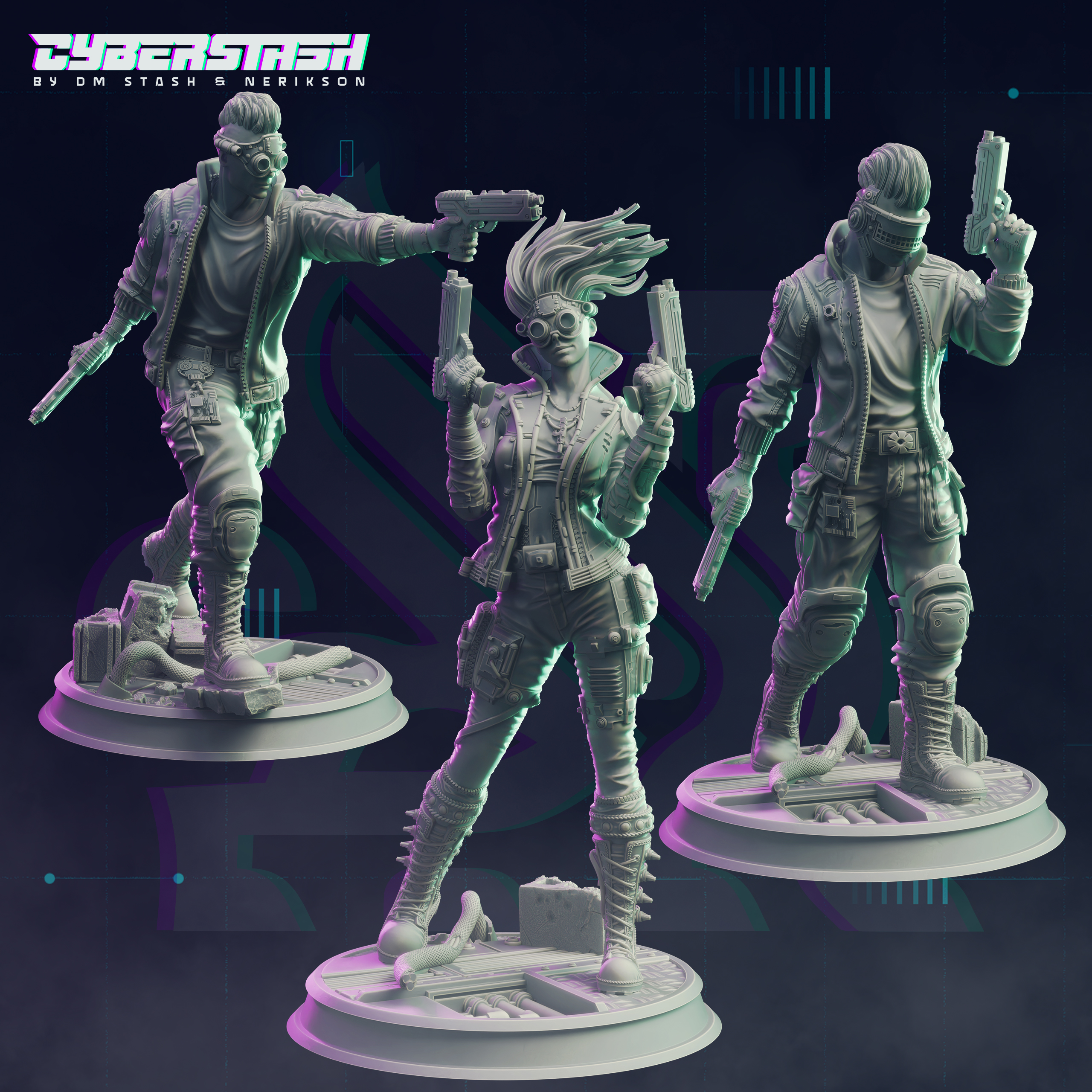 Cyberpunk Raver Gang - LED Heads (Trio Bundle)
